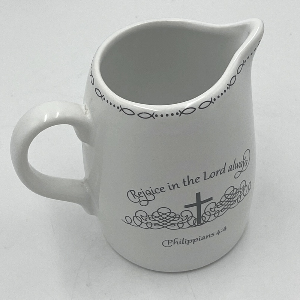 Coventry Table Graces Cross Creamer & Philippians 4:4 Rejoice In The Lord Always